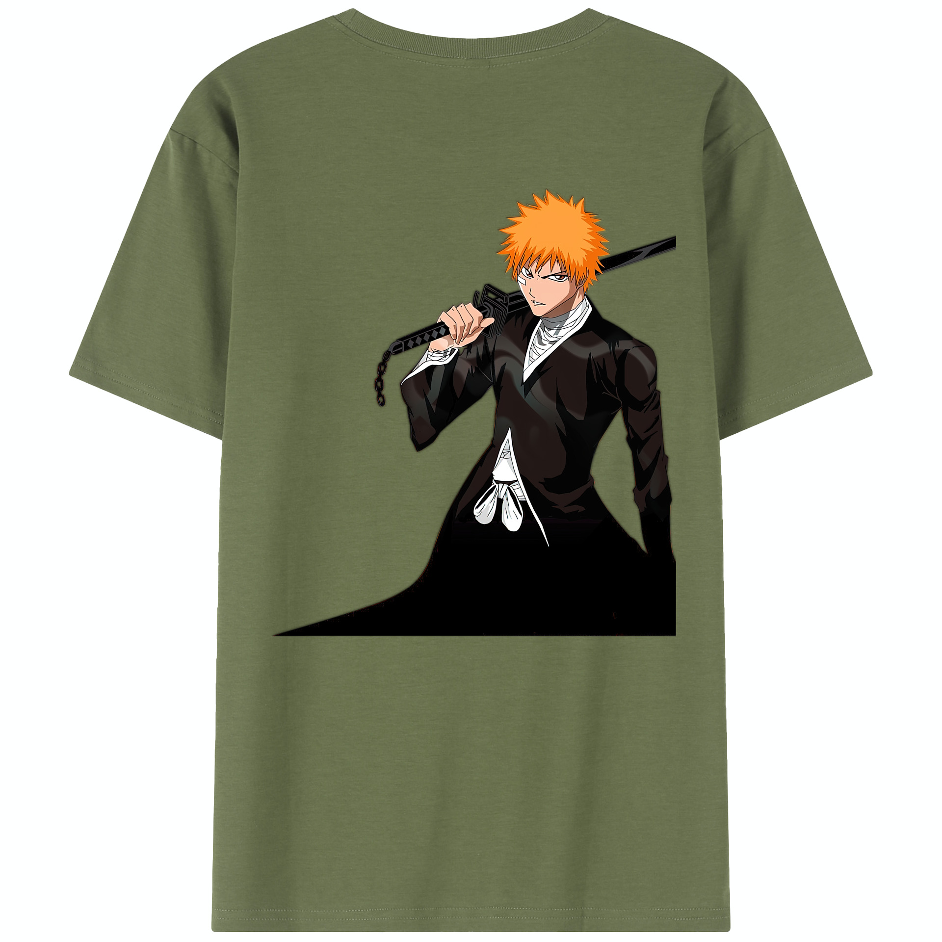 （画像用） ブリーチ 黒崎一護（くろさき いちご）BLEACH Kurosaki Ichigo 綿100％半袖Tシャツ（背面プリント）